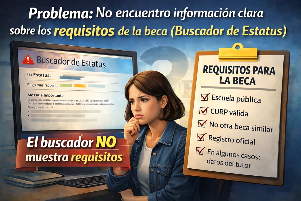 Problema: No encuentro información clara sobre los requisitos de la beca