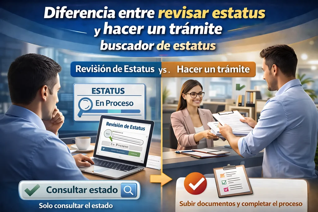Diferencia entre revisar estatus y hacer un trámite