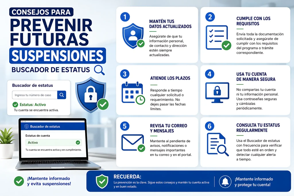 Consejos para prevenir futuras suspensiones