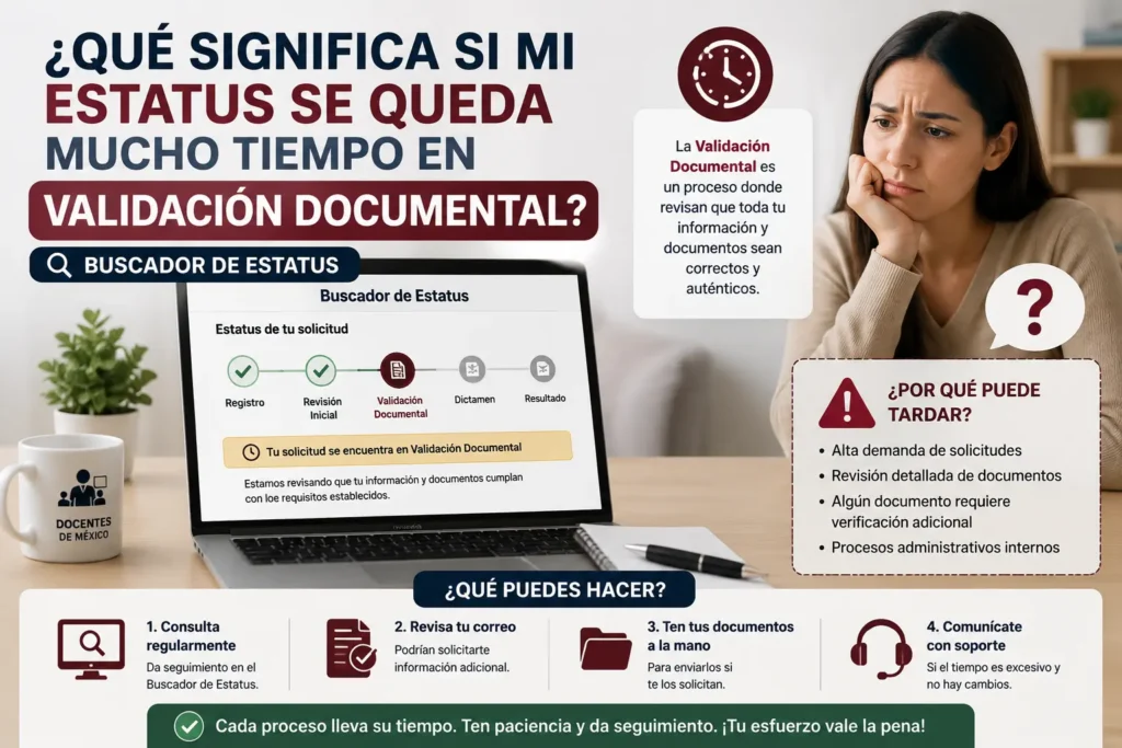 ¿Qué significa si mi estatus se queda mucho tiempo en validación documental?
