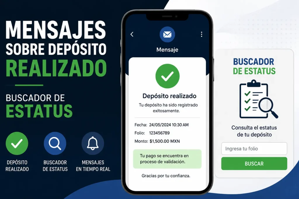 Mensajes sobre depósito realizado
