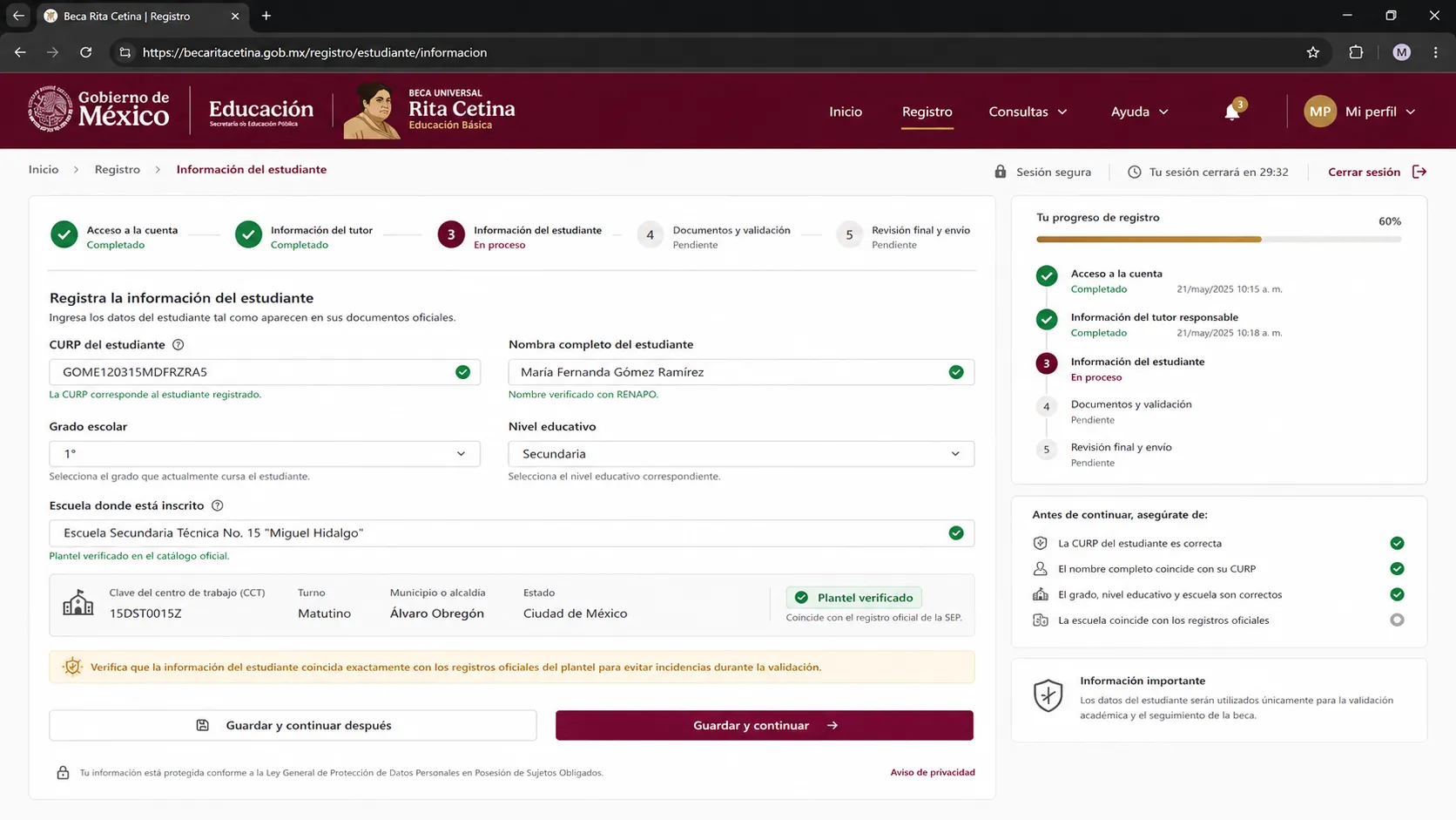 Carga los documentos solicitados