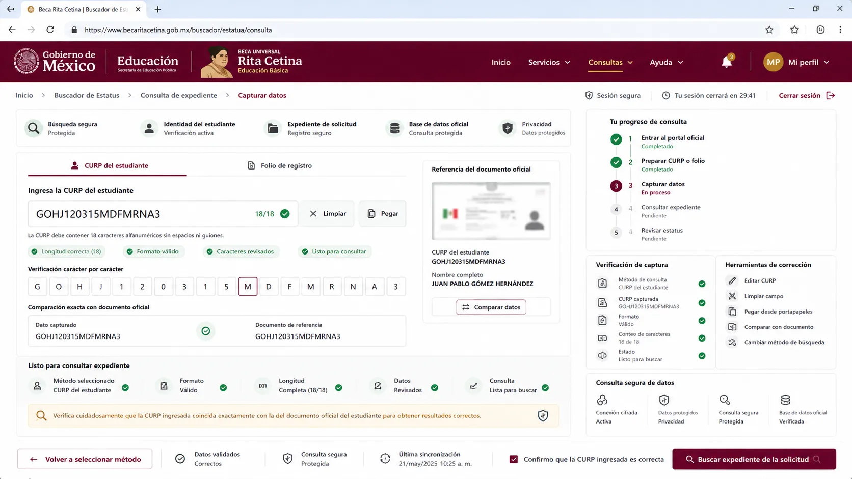 Revisa cuidadosamente el resultado
