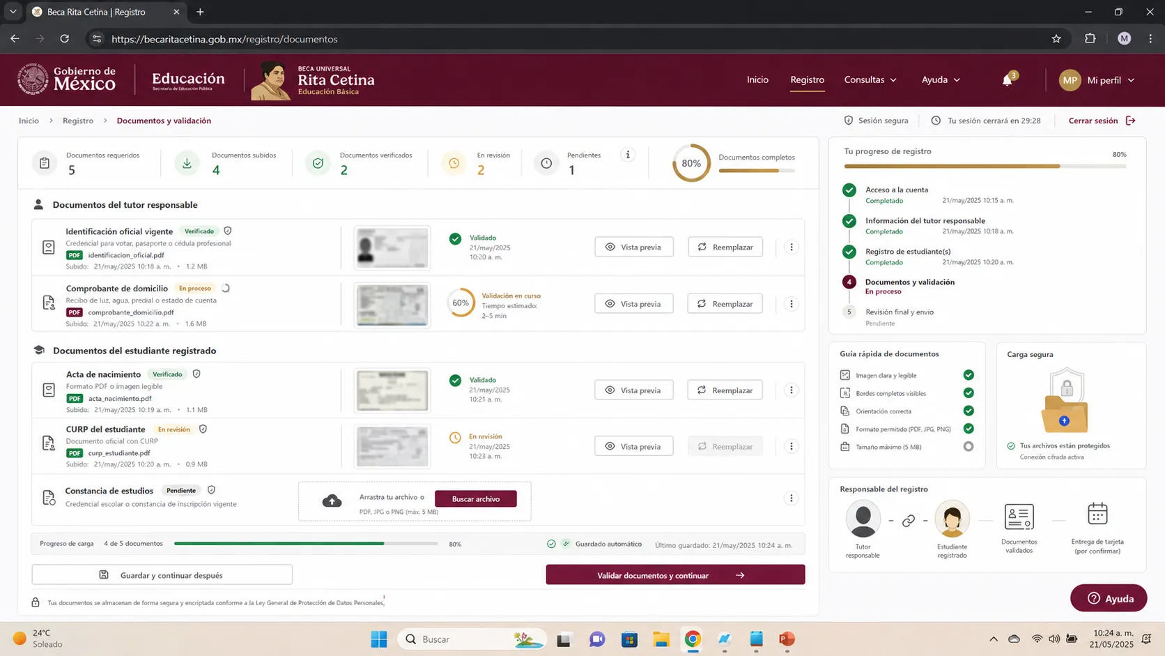 Captura correctamente la información del estudiante