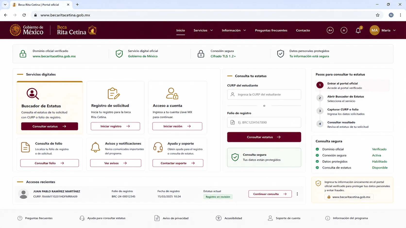 Ten listo tu número de CURP o folio de registro